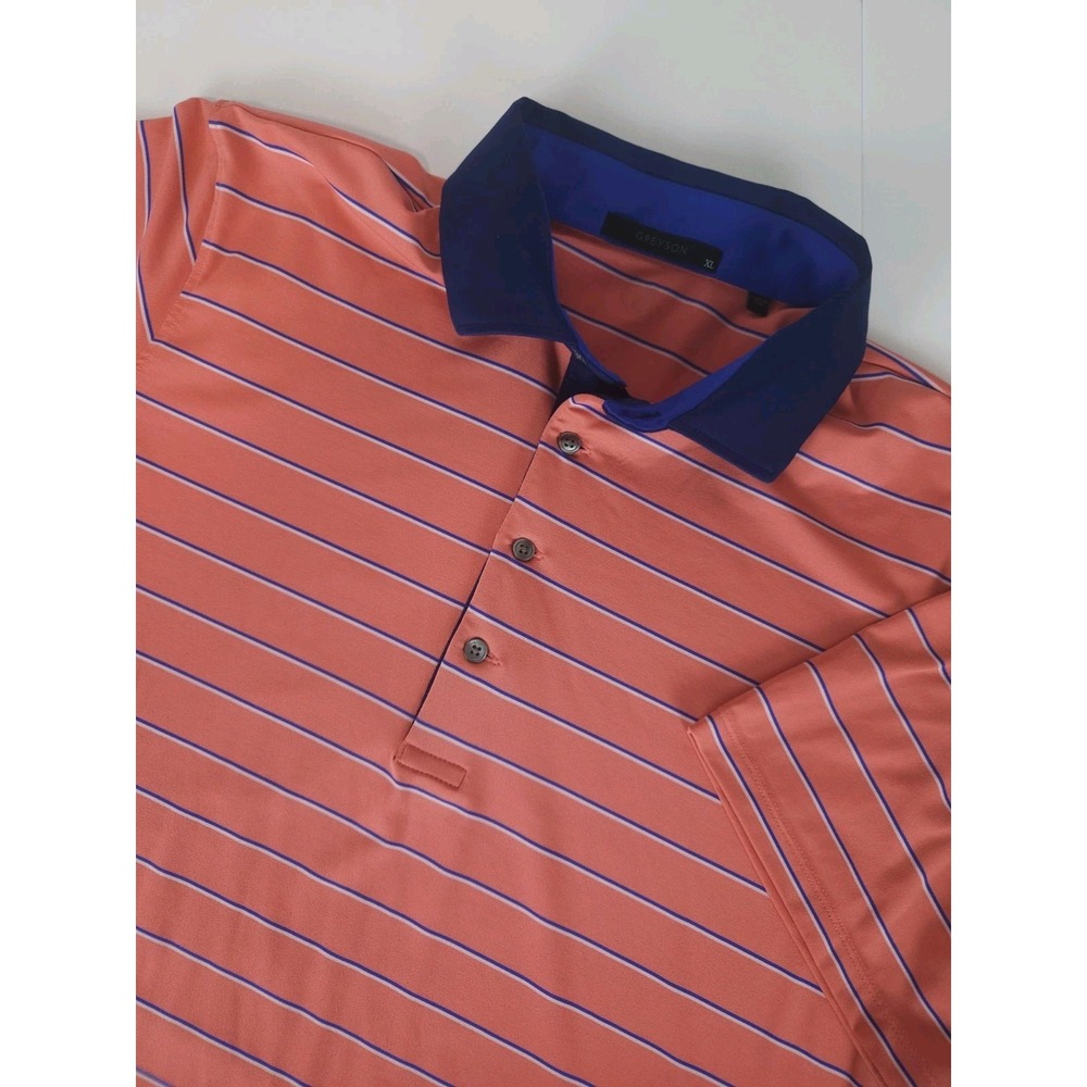 Greyson Men's Short Sleeve Striped Golf Polo Shirt Pink XL